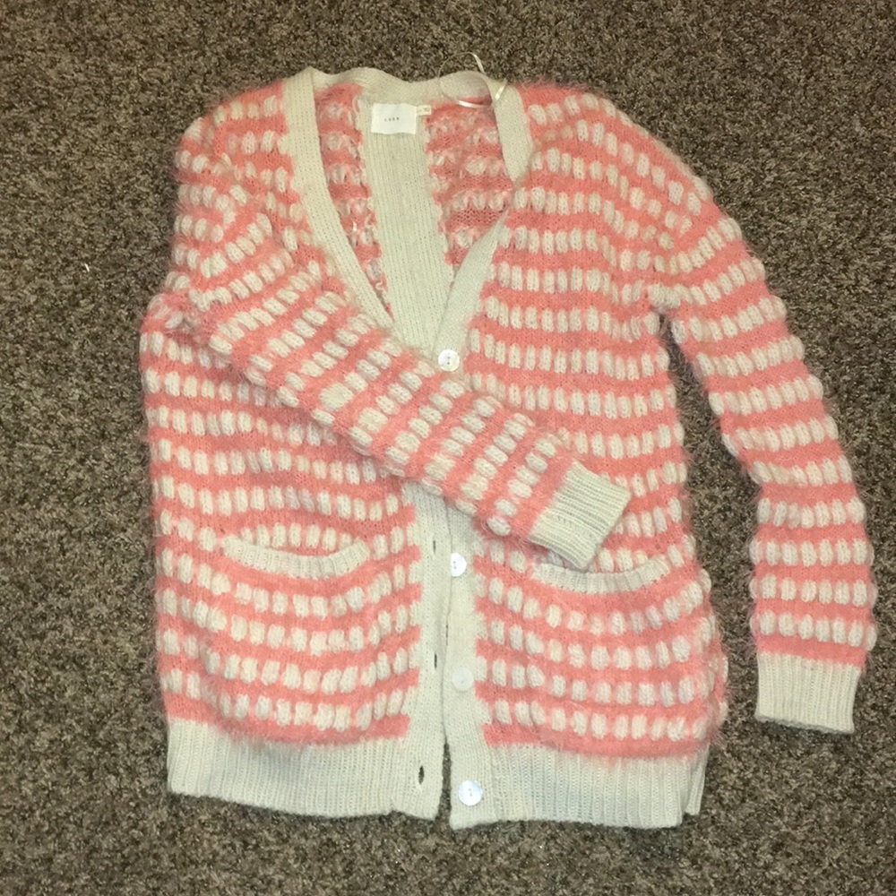 Oversized pink furry cardigan